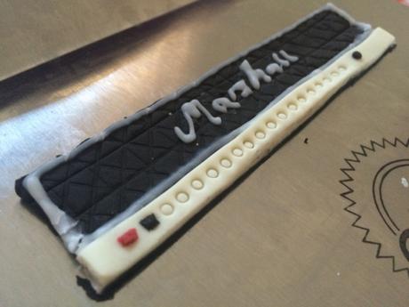 marshall amp front buttons and piped logo made from icing