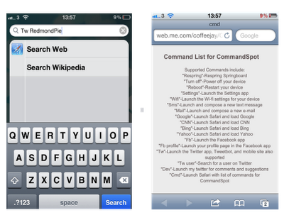 Enhance Spotlight Search With CommandSpot Cydia Tweak