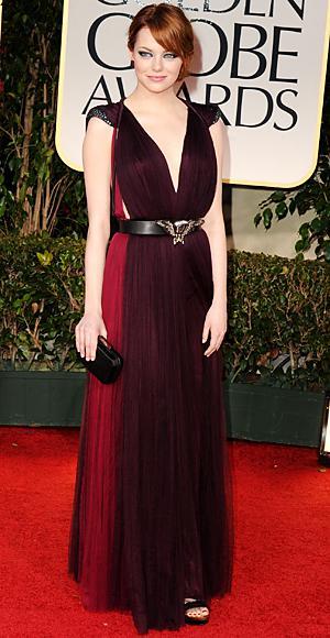 Emma Stone 2012 Golden Globes, cartier, fred leighton, lanvin
