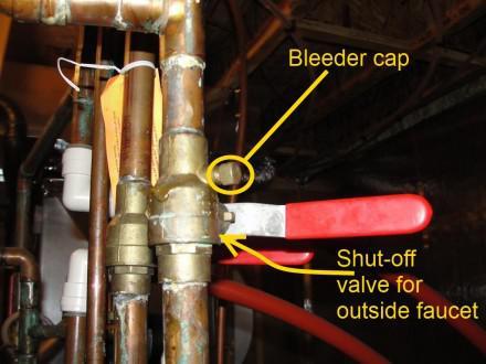 Shut off valve labeled