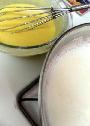 Horseradish Cheddar Souffle - Whisk egg yolks & temper