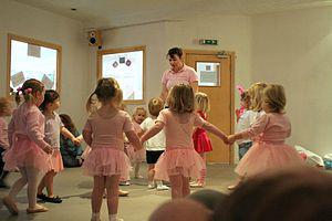 Young children at a ballet class.