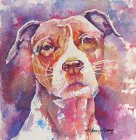 Watercolor Pour Pit Bull