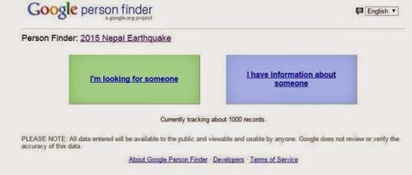 Nepal earthquake #  India's swift response #  Google launches 'Person finder''