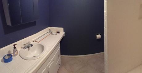 Blue-Navy-Dark-Bathroom-Behr-English-Channel-Paint-Color-Small-Bath-Decorating-Makeover
