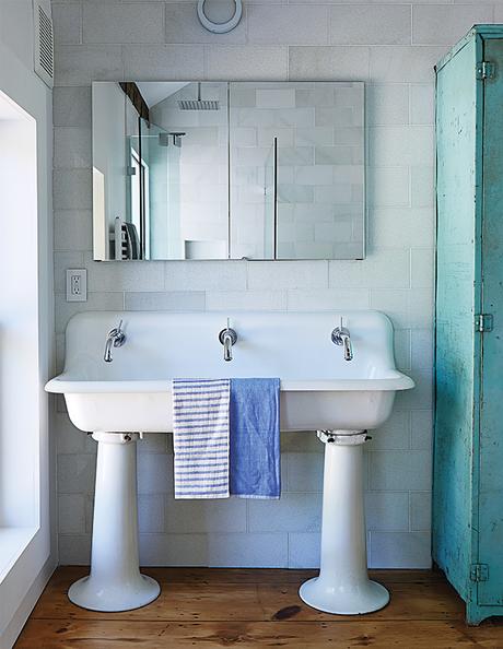 Salvaged schoolhouse sink in the Twisted Sister farmhouse