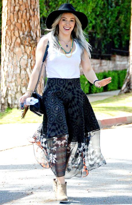 Hilary Duff Looks Effortlessly Cool in a Maxi Skirt, Floppy Hat: See Her Boho-Chic Street Style