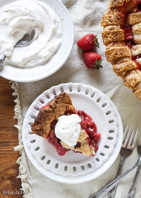 This Berry Rhubarb Pie features fresh strawberries and raspberries, which pair perfectly with the tart rhubarb to create a sweet and tart pie that'll have everyone asking for seconds!