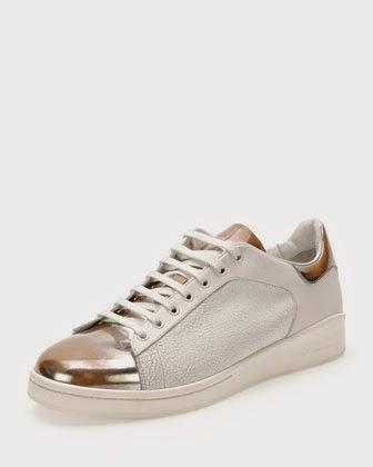 Avant White:  Alexander McQueen Elgar Painted-Toe Sneaker