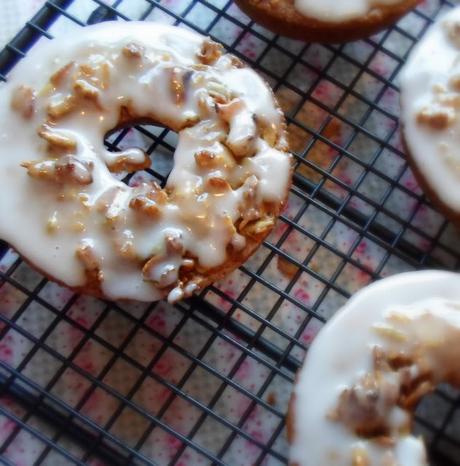 Baked Granola Doughnuts with a Honey Glaze