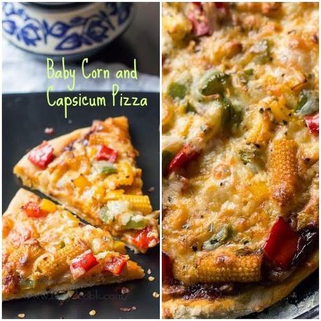 Baby corn and Capsicum Pizza