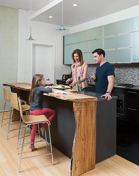 Family Matters kitchen reclaimed spalted maple countertop. 