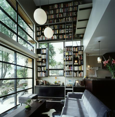 Waterview House Bookcase and Living Area