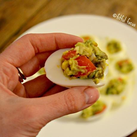 Guamole Deviled Eggs via @FitfulFocus