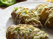 Cheesy Jalapeño Hasselback Potatoes with Avocado Cream Sauce