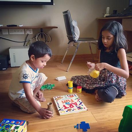 Piglet refused to give the clay pot to Snubnose. Snubnose refused to give the play-doh to Piglet. Stalemate for a while!
