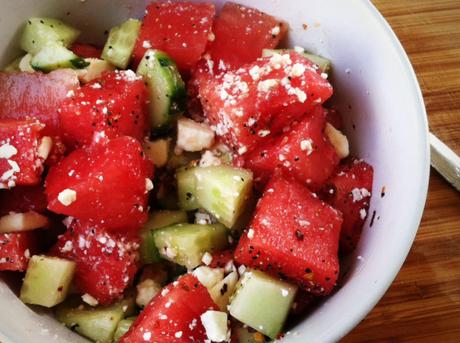 Chilled Watermelon Cucumber Feta Salad (REPOST)