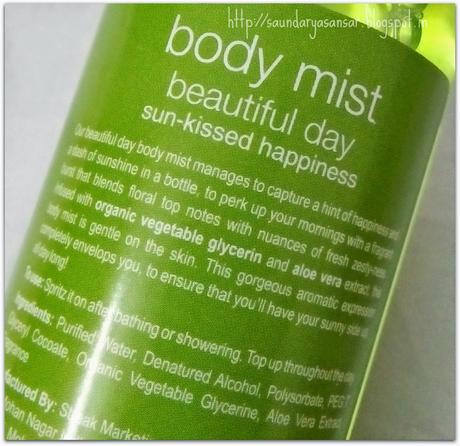 Natural Bath & Body- Beautiful Day Sun-Kissed Happiness body mist: Review