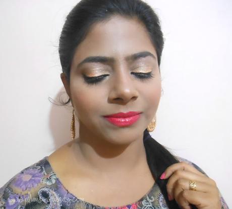 Evening Party Look : Sparky Golden Eyes + Matte Orange/Coral Pink/Ombre Lips