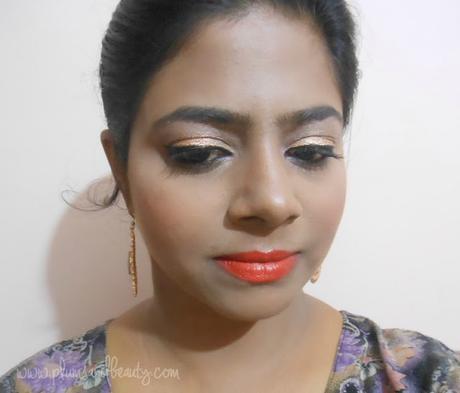 Evening Party Look : Sparky Golden Eyes + Matte Orange/Coral Pink/Ombre Lips