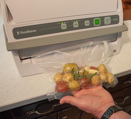 Vacuum packing potatoes with the FoodSaver