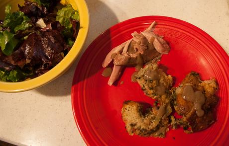 Turkey supper with stuffing and salad