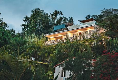 modern Los Angeles renovation by Don Dimster with Western Window Systems doors and sun shades on the deck