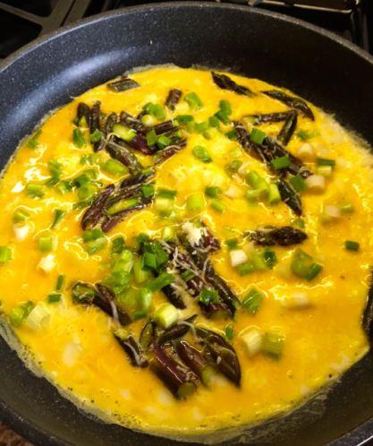 purple asparagus fritatta