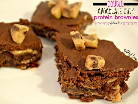 Double Chocolate Chip Protein Brownies made with @QuestNutrition bars, gluten free via @FitfulFocus