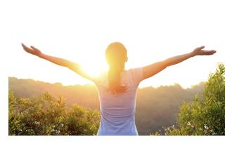 woman  excited with sunrise