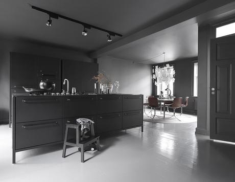 Monochromatic Kitchen in Copenhagen Townhouse