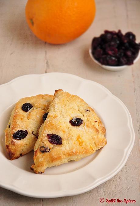 Eggless Cranberry Orange Scones