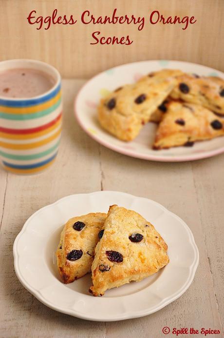 Eggless Cranberry Orange Scones