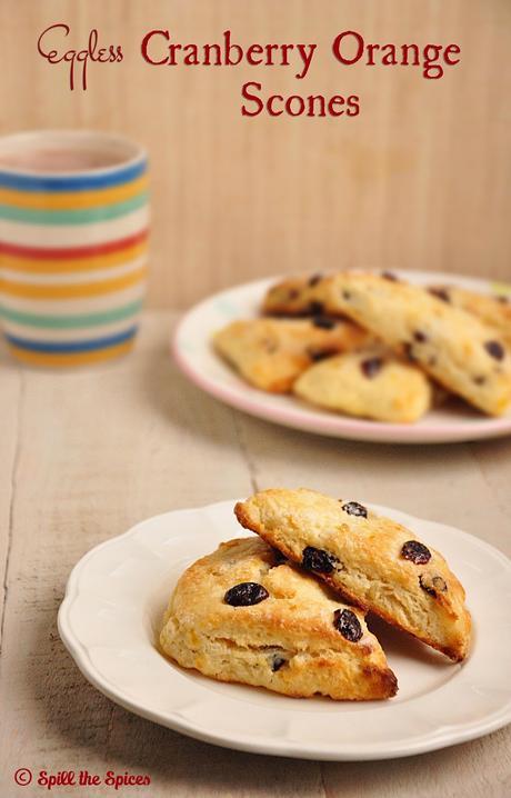 Eggless Cranberry Orange Scones