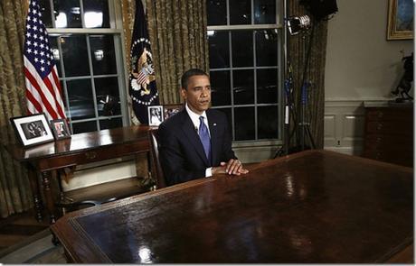 Obama at empty desk