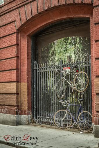 Boston, north end, Little Italy, street, bicycle, parking, fence, street photography,