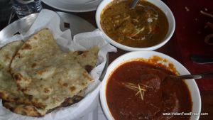 Kandhari rogan josh,methi chicken,garlic naan
