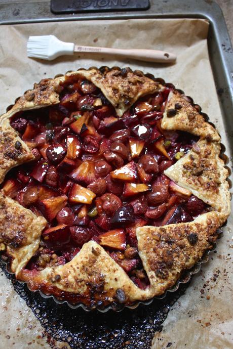 Pistachio Crusted Stone Fruit Tart