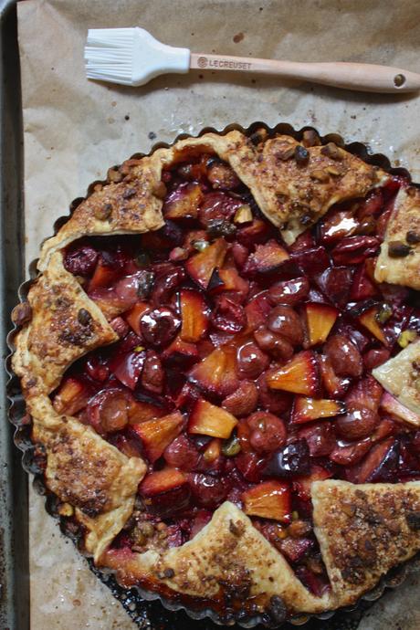 Pistachio Crusted Stone Fruit Tart