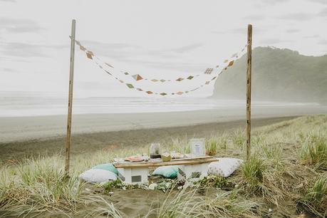 A Seaside Picnic Love Story . Modern Wedding Inspiration For The Unique Couple