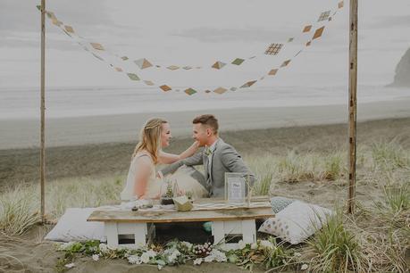 A Seaside Picnic Love Story . Modern Wedding Inspiration For The Unique Couple