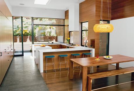 San Francisco kitchen with walnut veneers at Caesarstone countertops