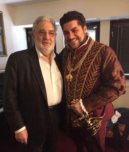 Placido Domingo with Luca Salsi before airtime