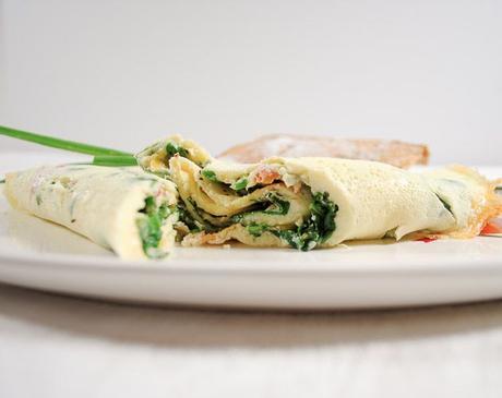 Egg and Bacon Rollups with Baby Spinach and Cheese