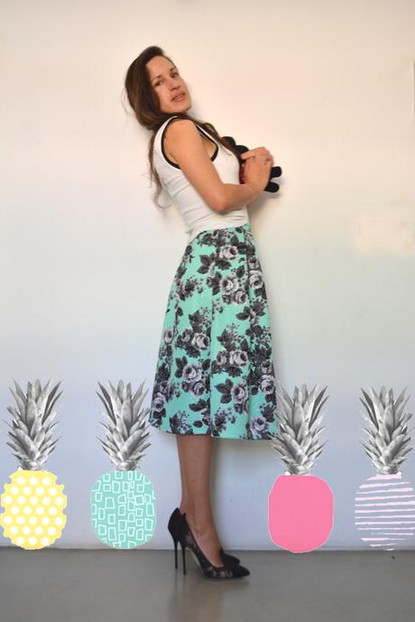 50's inspired floral print skirt