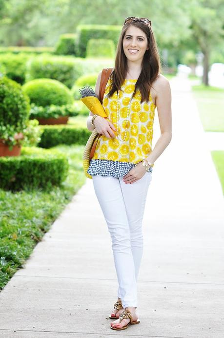 Anthropologie Lemon Print Layered Swing Tank