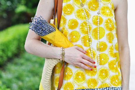 Anthropologie Lemon Print Layered Swing Tank