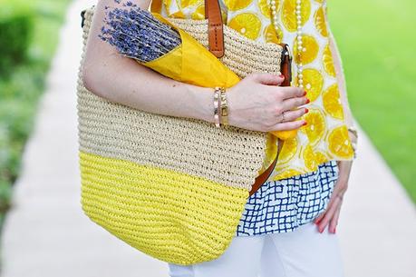 Gap colorblock straw tote