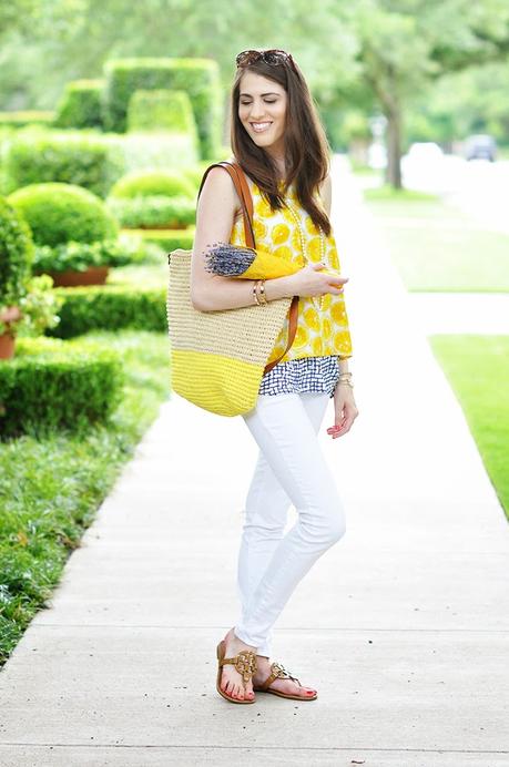 Anthropologie Lemon Print Layered Swing Tank