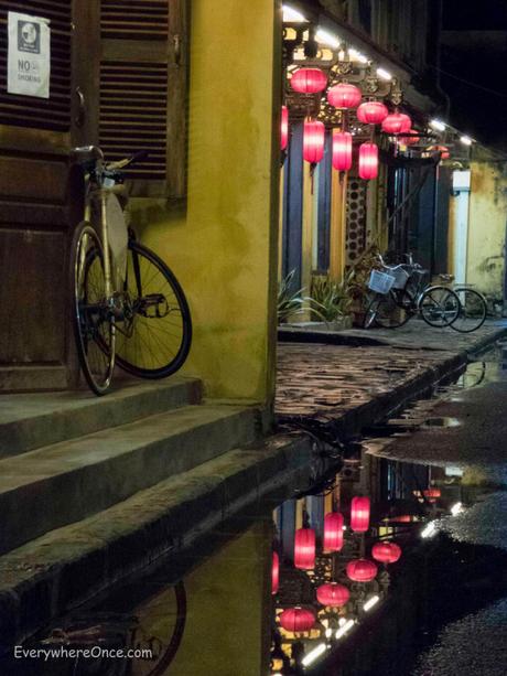 Hoi An Street Scene with Bicycle and Lanterns